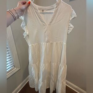 Entro White Ruffle Sleeve Dress